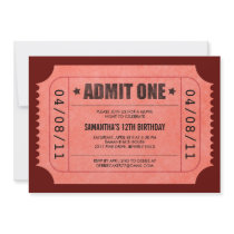 Red Admit One Ticket Invitations