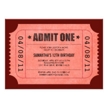 Red Admit One Ticket Invitations