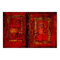 Red African Abstract Painting Art Print Poster