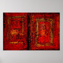 Red African Abstract Painting Art Print Poster