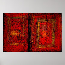 Red African Abstract Painting Art Print Poster