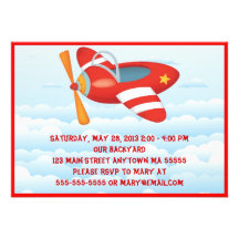Red Airplane Birthday Invitation