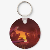 Red Alien Crystal World Keychain by MDKgraphics Red Alien Crystal World Keychain