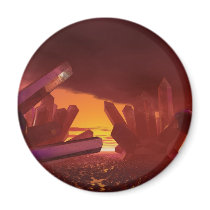 Red Alien Crystal World Magnet by MDKgraphics Red Alien Crystal World Magnet