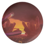 Red Alien Crystal World Plates