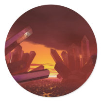 Red Alien Crystal World Sticker