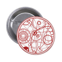 Red Alien Design Pinback Button