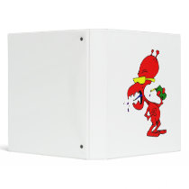 Red Alien with Soda 3 Ring Binder
