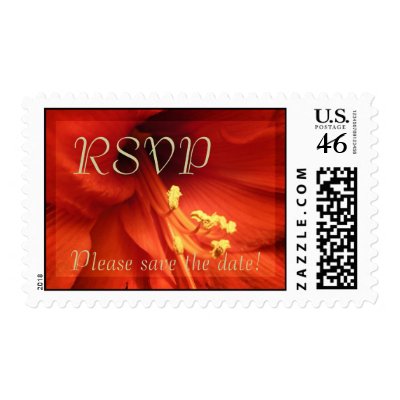 red amaryllis RSVP please save the date Stamp