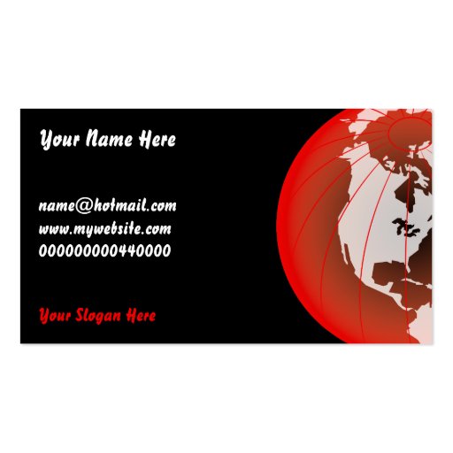 Red America Globe, Your Name Here, Business Card (front side)