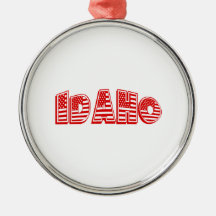 Red American Flag Idaho Ornaments