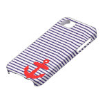 Red Anchor and Navy Blue Sailor Stripes iPhone 5 Covers