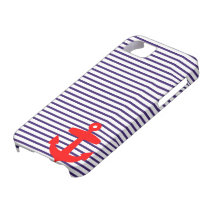 Red Anchor and Navy Blue Sailor Stripes iPhone 5 Covers