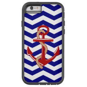Red Anchor Nautical Chevron Stripes Tough Xtreme iPhone 6 Case