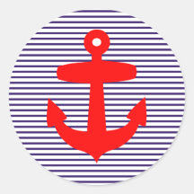 Red Anchor with Blue Sailor Stripes Sticker