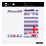 Red Anchors with Navy Blue Breton Stripes Decals For The HTC Evo 4G