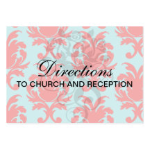 red and aqua lovely formal damask business card