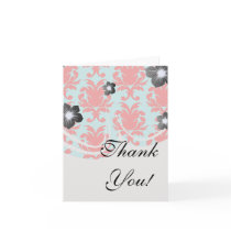 red and aqua lovely formal damask greeting cards