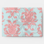red and aqua lovely formal damask envelope