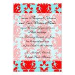 red and aqua lovely formal damask personalized invitations