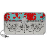 red and aqua lovely formal damask laptop speakers