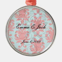 red and aqua lovely formal damask ornament