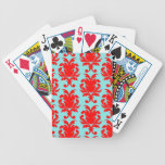 red and aqua lovely formal damask bicycle playing cards
