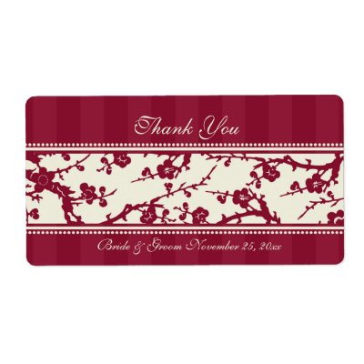 Red and Beige Floral Wedding Labels