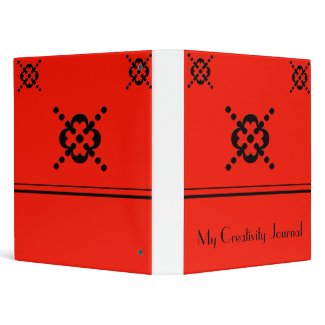 Red and Black Abstract Floral Design Binder binder