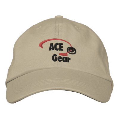 Red and Black Ace Gear Logo Embroidered Hat by cdcootie