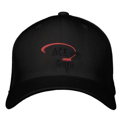 Red and Black Ace Gear Logo Embroidered Hat by cdcootie