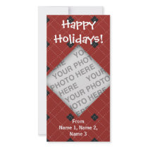 Red and Black Argyle Photo Customized Photo Card