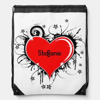 Red and Black Artistic Heart Backpack