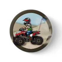 Red and Black ATV Kid Pinback Button