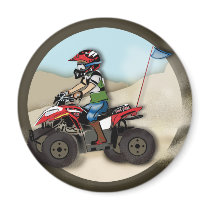 Red and Black ATV Kid Refrigerator Magnet