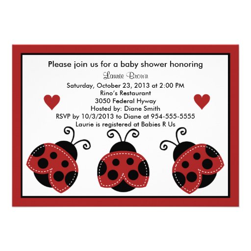 Red and Black Baby Shower Invitation So Cute 5" X 7" Invitation Card