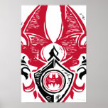 Red and Black Bat Stamp Crest posters