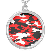 RED AND BLACK CAMO PERSONALIZED NECKLACE