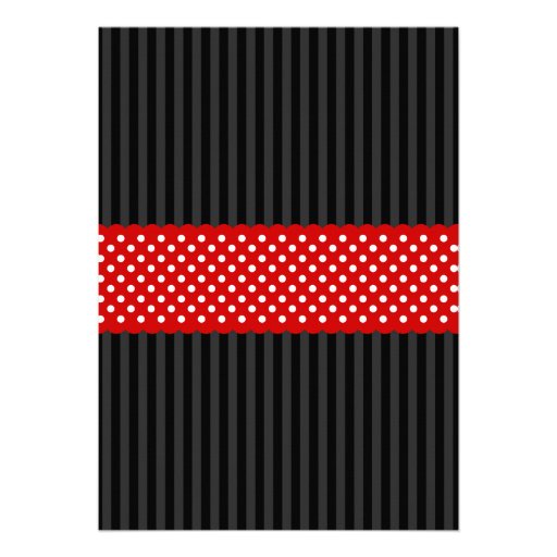 Red and Black Carriage Striped Dots Baby Shower Announcements
