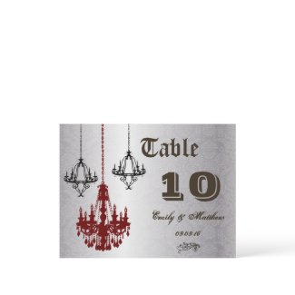 Red and Black Chandelier Table Number postcard