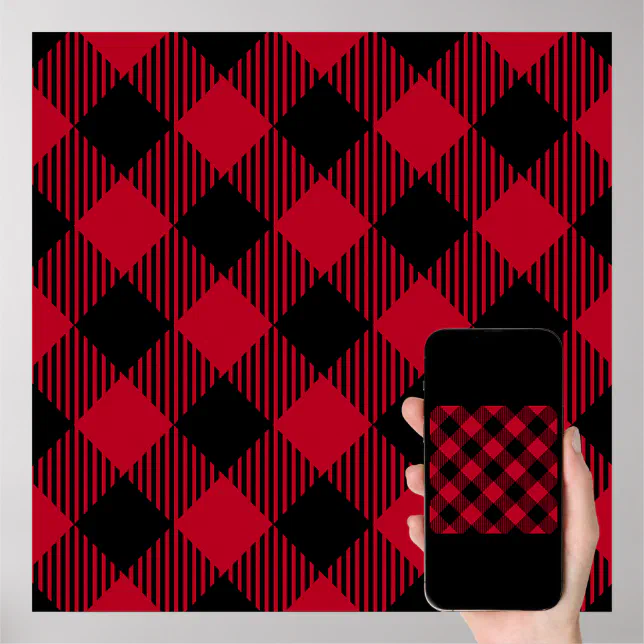 Red And Black Check Buffalo Plaid Pattern Poster Zazzle