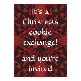 Red and black classy Christmas cookie exchange Personalized Invitations