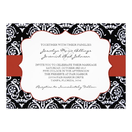 Red and Black Country Damask Patterned Card