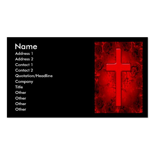 RED AND BLACK CROSS BUSINESS CARDS (front side)