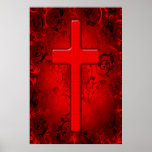 RED AND BLACK CROSS DESIGN POSTER