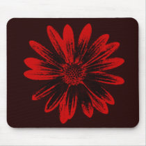 Red and Black Daisy Mousepad