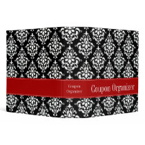 Red and Black Damask Coupon Organizer 2" 3 Ring Binders