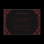 Red and Black Damask Gothic Wedding Accomodations Announcement