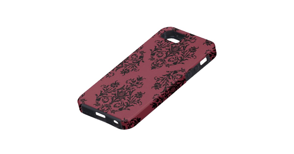 Red and Black Damask Pattern iPhone SE/5/5s Case | Zazzle