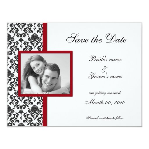 red and black damask save the date photo cards zazzle red save the dates